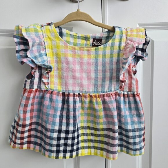 3T Tea Collection Paloma Plaid Woven Ruffle Top - Picture 2 of 5